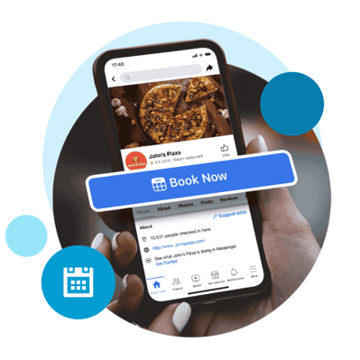 Phone with ResDiary's Meta Integration on the screen